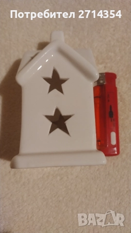 Порцеланова къщичка светеща и коледни лампички 