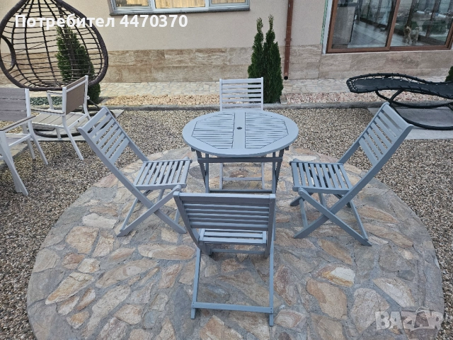 Градински комплект 5 части естествено дърво, снимка 2 - Градински мебели, декорация  - 52130776