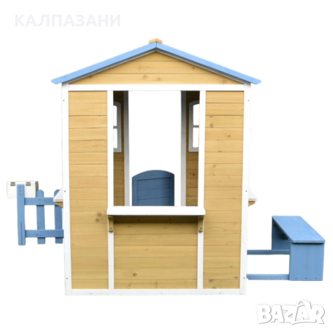 Детска Къща GINGER HOME, Дървена, Игра на Открито в Двора и Градината, Бяло, Синьо, 205х119х140 см. , снимка 4 - Други - 44670136