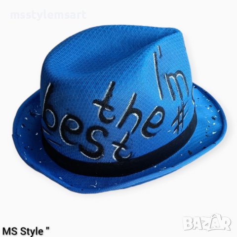 Рисувана дамска шапка тип бомбе , снимка 4 - Шапки - 41710552