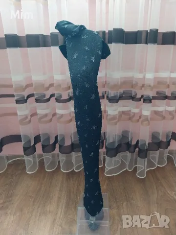 М/ХL Черен чорапогащник на звезди с брокатени сребристи нишки , снимка 3 - Бельо - 48363147