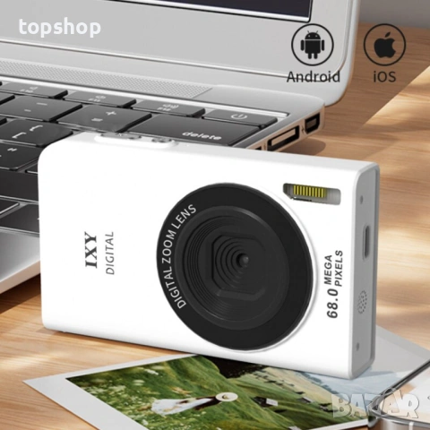 Ретро Дигитален Фотоапарат 4K Ultra HD – 68MP, Автофокус, Бял (Y2K Стил), снимка 4 - Фотоапарати - 53245999