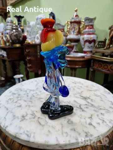 Прекрасна антикварна колекционерска италианска  фигура клоун мурано , снимка 5 - Декорация за дома - 50070302