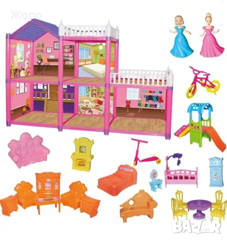 Сглобяема голяма къща за кукли с мебели и фигурки 062343, снимка 8 - Кукли - 47590994