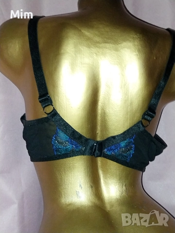  Резервирани KINGA 85 F Черен сутиен с тъмно синя бродерия , снимка 4 - Бельо - 52635158