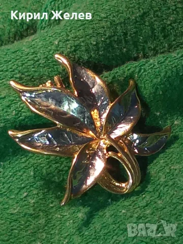 КРАСИВА СТАРА ФЛОРАЛНА ЛАКИРАНА ПОЗЛАТЕНА БРОШКА от СПЛАВ КАЛАЙ / ОЛОВО 45675, снимка 12 - Антикварни и старинни предмети - 46282892