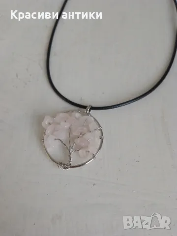 Розов кварц, дьрво на живота, снимка 4 - Колиета, медальони, синджири - 48526859