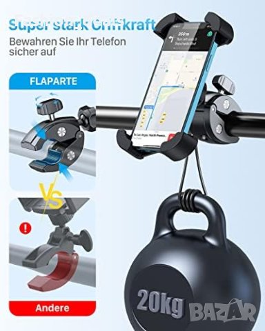 Нов Регулируем Държач Стойка за телефон 4,5-7,0 инча за велосипед със силиконова защита, снимка 5 - Аксесоари за велосипеди - 41988801