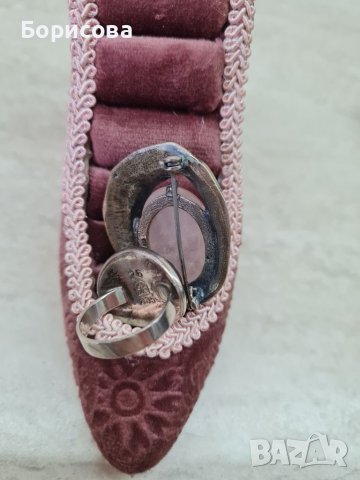 Сребърен комплект - пръстен и брошка с розов кварц, снимка 15 - Бижутерийни комплекти - 38999370