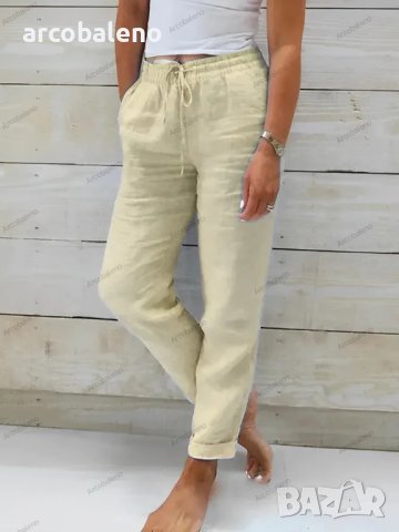 Дамски широки едноцветни панталони с еластична талия, 7цвята - 023, снимка 5 - Панталони - 41600464