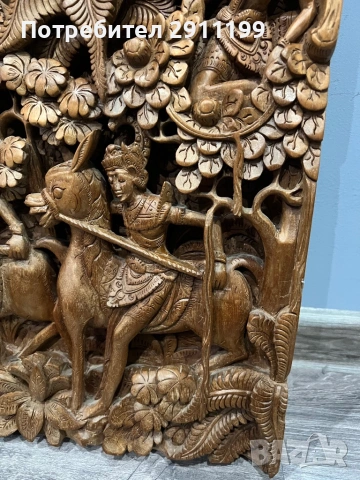 Антикварна картина / дърворезба от Тайланд, снимка 9 - Картини - 53333090