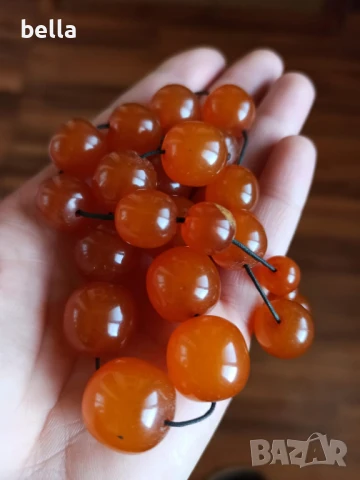 Стар руски  кехлибарен гердан с  кръгли,плътни зърна и обеци кехлибар и сребро ,50 грама, снимка 8 - Антикварни и старинни предмети - 50448762