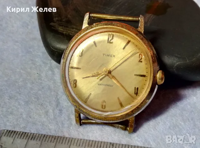 TIMEX WATERPROOF MADE in GREAT BRITAIN Стар ПОЗЛАТЕН АНГЛИЙСКИ РЪЧЕН ЧАСОВНИК ТАЙМЕКС РАБОТЕЩ 49587