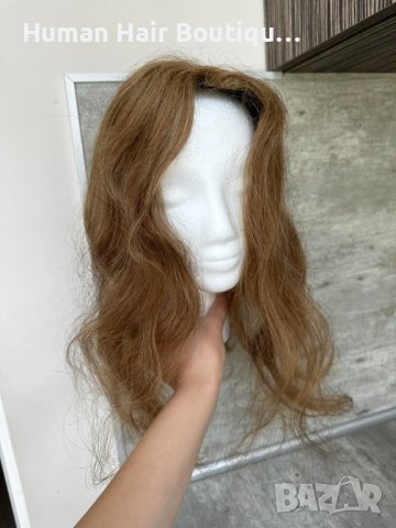 Дамско тупе 💯 естествена човешка коса лешник , снимка 3 - Аксесоари за коса - 41460894