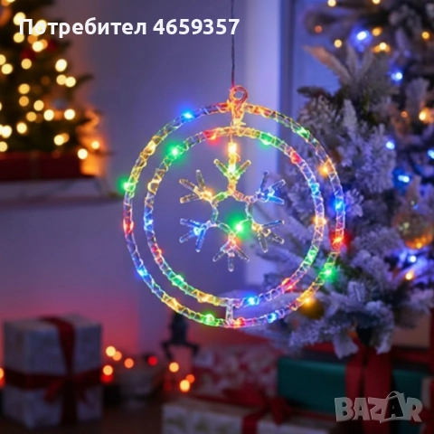 Въртяща се LED Коледна Декорация – Магически светлинен ринг за празничен уют, снимка 4 - Декорация за дома - 52557872