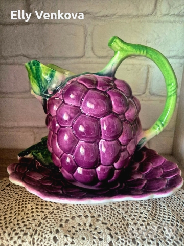 Италиански керамични плато и кана, снимка 2 - Други - 52888170