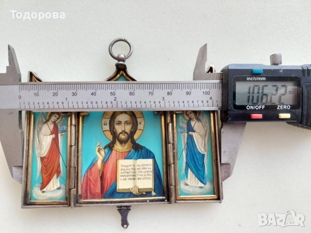 Лот сребърни икони,Царска Русия''сребърна,сребро 84 икона св.Николай Чудотворец/гилеше емайл, снимка 5 - Икони - 51951215