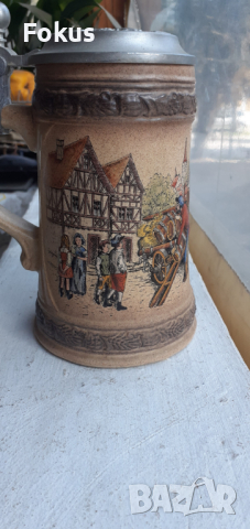 Колекционерска немска халба за бира с капак, снимка 2 - Антикварни и старинни предмети - 44827141