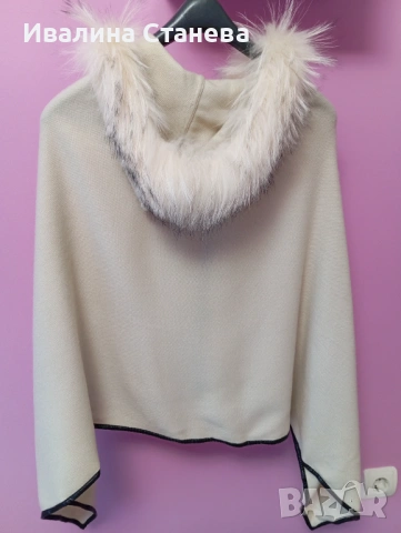 Зимно пончо с естествен косъм, снимка 3 - Якета - 53522419