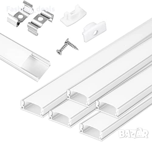 Нови 6 броя алуминиев профил 1 метър за LED ленти Капак осветление, снимка 1 - Други - 40079919