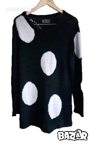 Nümph - черен пуловер на  бели точки, снимка 2 - Блузи с дълъг ръкав и пуловери - 20123077