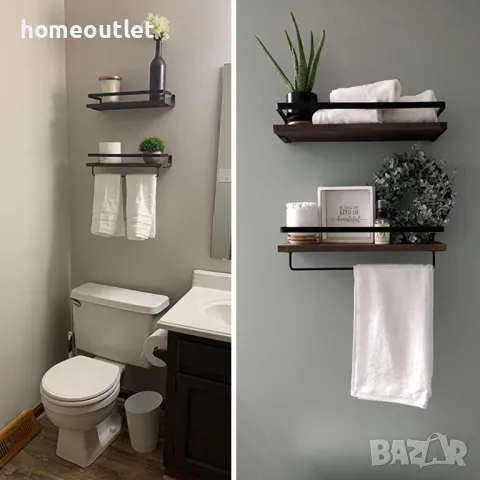 ПРОМОЦИЯ Рафтове за съхранение от борова дървесина, к-т от 2бр UNHO XJJ184, снимка 5 - Етажерки - 49086105