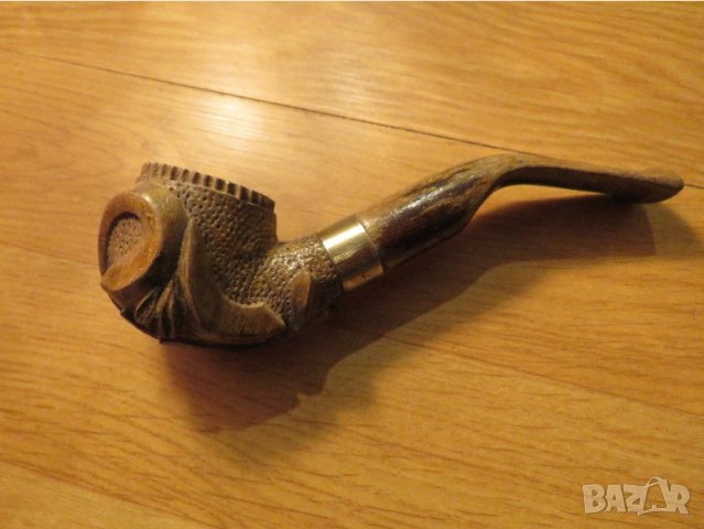 Красива Старинна колекционерска лула с дърворезба  - красива старинна ръчна изработка за ценители и 