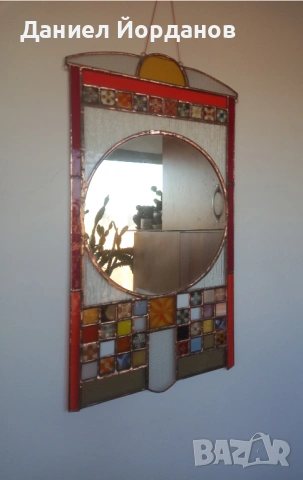 Огледало - Витраж в червено, жълто и бяло, снимка 7 - Огледала - 53575864