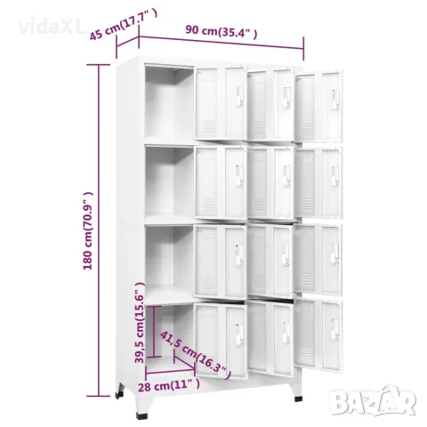 vidaXL Заключващ се шкаф с 12 отделения, 90x45x180 см, снимка 7 - Шкафове - 56146410