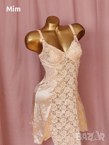 XS /S Розова нощница от сатен и дантела , снимка 7 - Нощници - 53842970