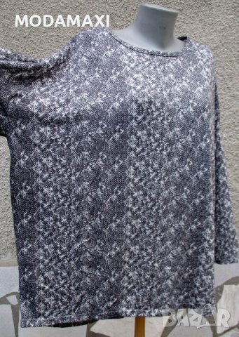 5XL Нова блуза Janina в сиво и бяло , снимка 4 - Блузи с дълъг ръкав и пуловери - 38832317