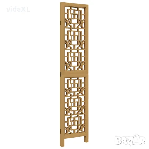 vidaXL Разделител за стая, 3 панела, кафяв, дърво пауловния масив, снимка 5 - Паравани - 56147328
