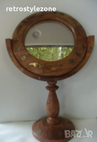 № 7044 старо настолно дървено огледало - HAND MADE, снимка 2 - Други ценни предмети - 41324669