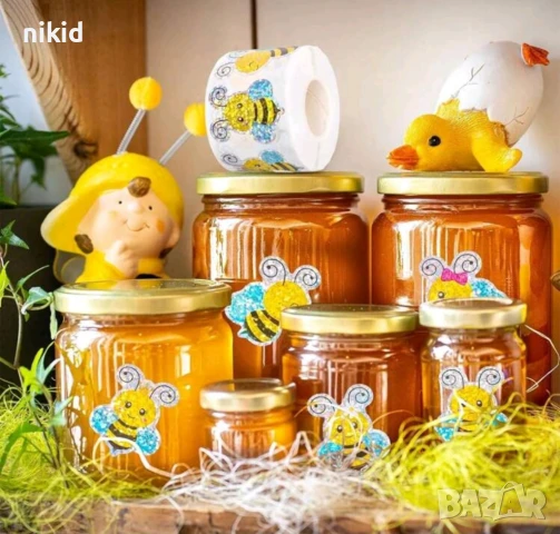 100 бр Холограмни пчели пчела големи самозалепващи лепенки стикери за ръчна изработка за подарък, снимка 3 - Други - 51288303