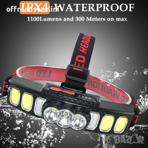 LED Мощен Диоден челник с 6 режима и сензор за движение, водоустойчив, снимка 3 - Аксесоари и консумативи - 52406395