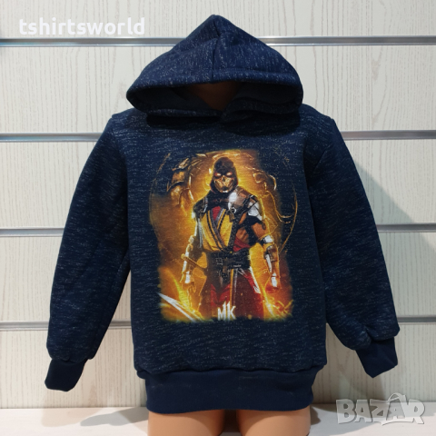 Нов детски суичър с дигитален печат Mortal Kombat, MK в цвят тъмносин меланж, снимка 6 - Детски анцузи и суичери - 36350797