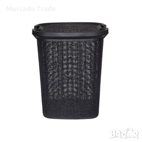 Декоративен кош Mercado Trade, За пране, Пластмаса, Черен, снимка 1 - Органайзери - 41870357