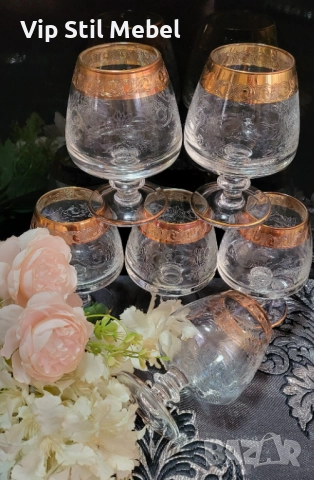 Чаши Murano Medici със златни кантове 