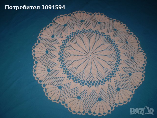 Ръчно Плетена Кръгла Покривка  Цвят Екрю , снимка 4 - Покривки за маси - 39605149