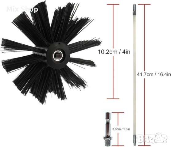 Нов Комплект за почистване на комини, 20 найлонови пръта, 2 четки, снимка 3 - Други стоки за дома - 53633203