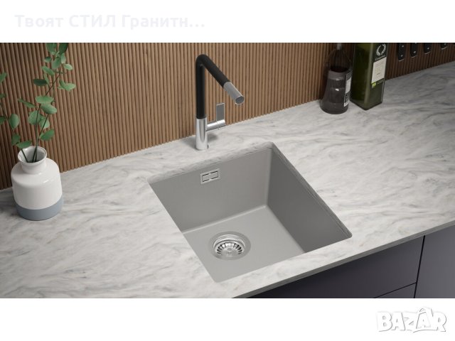 Кухненска Мивка от гранит за вграждане под плот Лондон 45 410x470 м Сива, снимка 5 - Други - 41066998