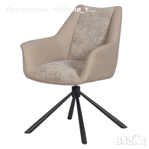 Промоция на трапезен стол въртяща се седалка-дамаска с еко кожа-крем,лате,сив,, снимка 5 - Столове - 48991153
