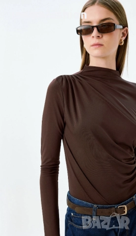 Блуза цвят кафе, снимка 2 - Блузи с дълъг ръкав и пуловери - 52290717