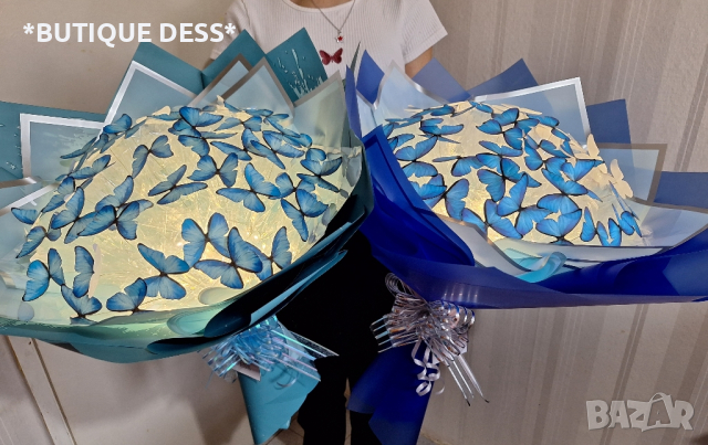 Светещи, ръчно изработени букети от "DESS"🦋✨️💐 ‼️БЕЗПЛАТНА ДОСТАВКА при поръчка на 2 букета‼️🎁, снимка 1 - Подаръци за кръщене - 44792704