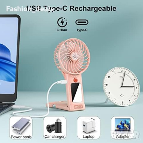 Нов преносим ръчен USB вентилатор с 4 скорости и огледало 2000 mAh батерия за охлаждане лято, снимка 5 - Други стоки за дома - 41650579