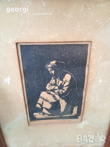  '' Майка " картина на художника партизанин Стефан Куцаров туш върху картон, снимка 2 - Картини - 51565578