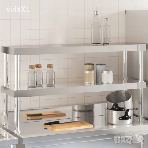 vidaXL Работна маса, 2 нива, 110x30x65 см, неръждаема стомана（SKU: 376449）, снимка 2 - Други - 56077844