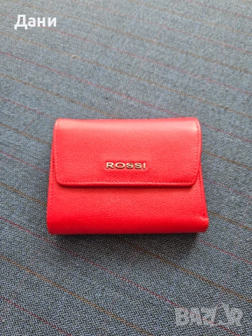 Чисто НОВО дамско портмоне Rossi от естествена кожа, ярко червено