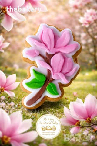 Бисквитки цветя за 8-ми Март, снимка 3 - Декорация за дома - 53684167