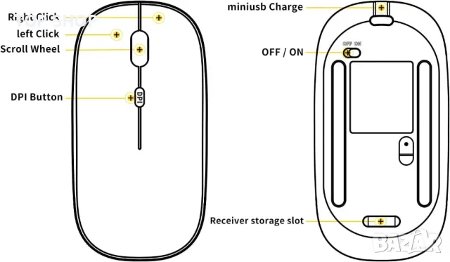 Безжична акумулаторна мишка, [Видимо ниво на батерията] 2.4G безшумна ултратънка преносима мишка, 4, снимка 4 - Клавиатури и мишки - 48901530